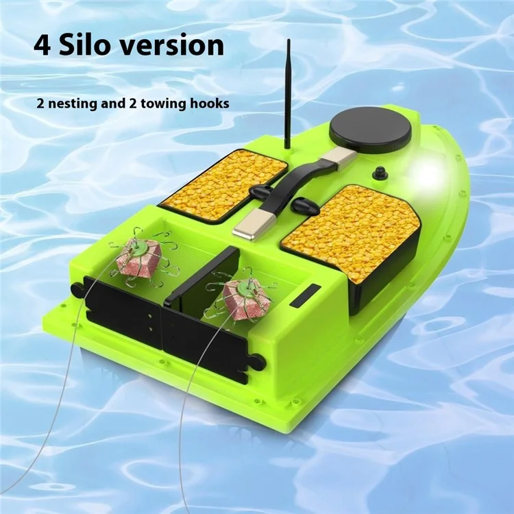 D19Y 4 Bait Slot GPS Positioning Fishing Bait Boat 600M Remote Control for River / Lake, with Light (CE Certified) - EU Plug