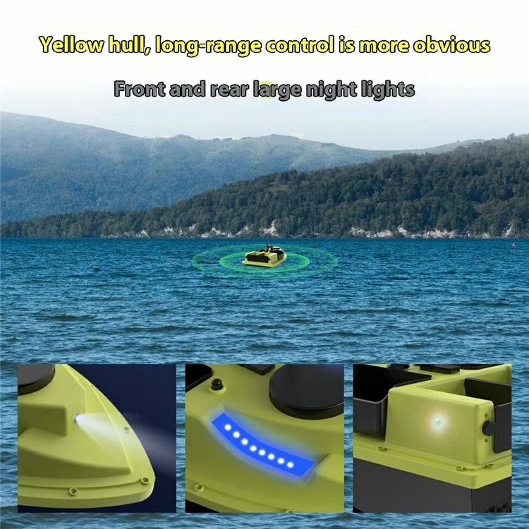 D19Y 4 Bait Slot GPS Positioning Fishing Bait Boat 600M Remote Control for River / Lake, without Light (CE Certified) - EU Plug
