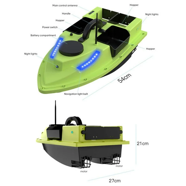 D19Y 4 Bait Slot GPS Positioning Fishing Bait Boat 600M Remote Control for River / Lake, without Light (CE Certified) - EU Plug