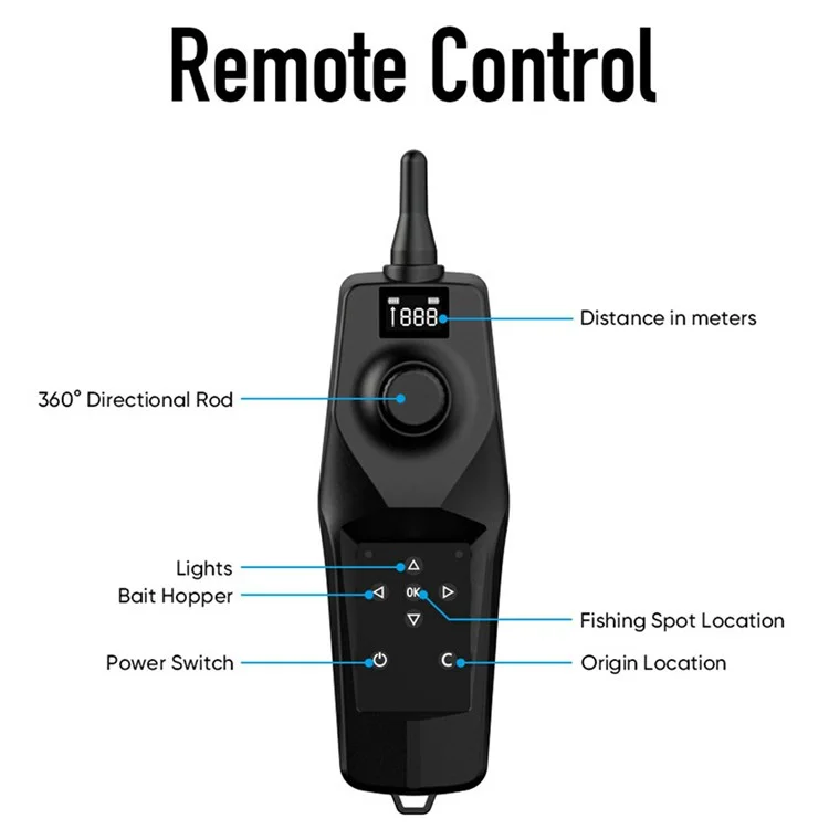 D26 GPS Positioning Self Return 2kg Load Remote Control Automatic Fish Bait Boat with Light (CE Certified) - EU Plug