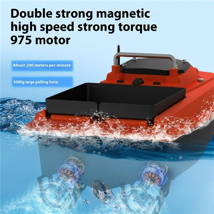 D80B-GPS Doppelantenne 12V Automatisches Köderboot mit 100 Angelplätzen für Fluss / See / Küstengewässer, Orange (CE-zertifiziert) - EU-Stecker