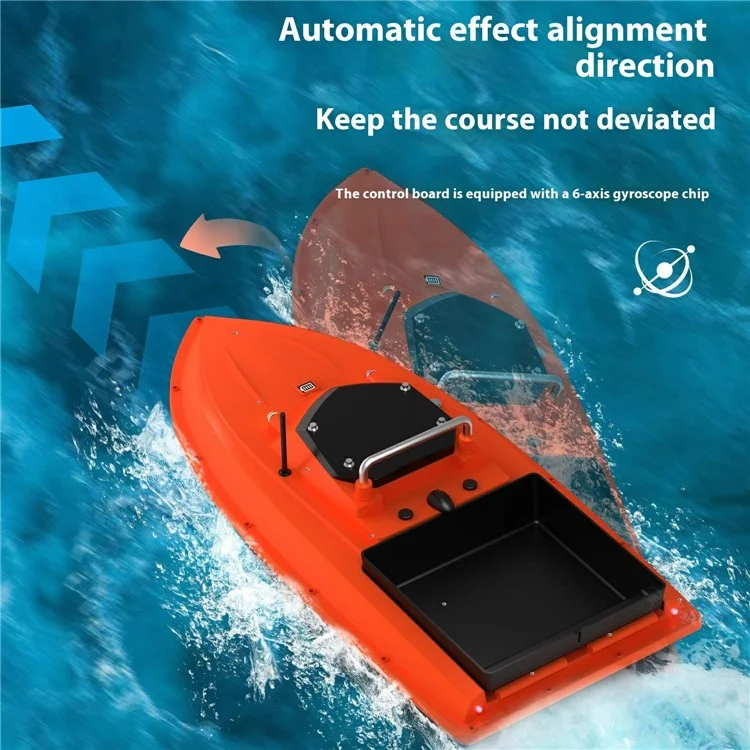D80B-GPS Doppelantenne 12V Automatisches Köderboot mit 100 Angelplätzen für Fluss / See / Küstengewässer, Orange (CE-zertifiziert) - EU-Stecker