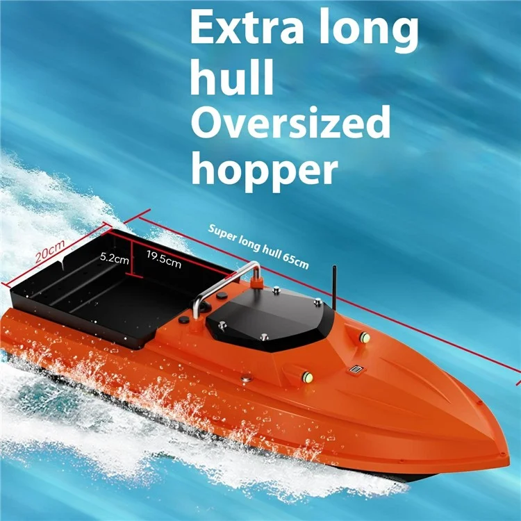 D80B-GPS Doppelantenne 12V Automatisches Köderboot mit 100 Angelplätzen für Fluss / See / Küstengewässer, Orange (CE-zertifiziert) - EU-Stecker