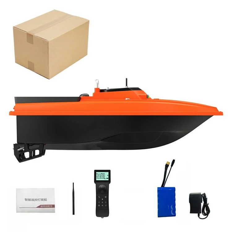 D80B-GPS Doppelantenne 12V Automatisches Köderboot mit 100 Angelplätzen für Fluss / See / Küstengewässer, Orange (CE-zertifiziert) - EU-Stecker