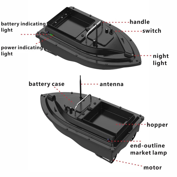 D16 Fishing Remote Control Bait Boat 500m RC Lure Feed Delivery Boat (CE Certified) - EU Plug
