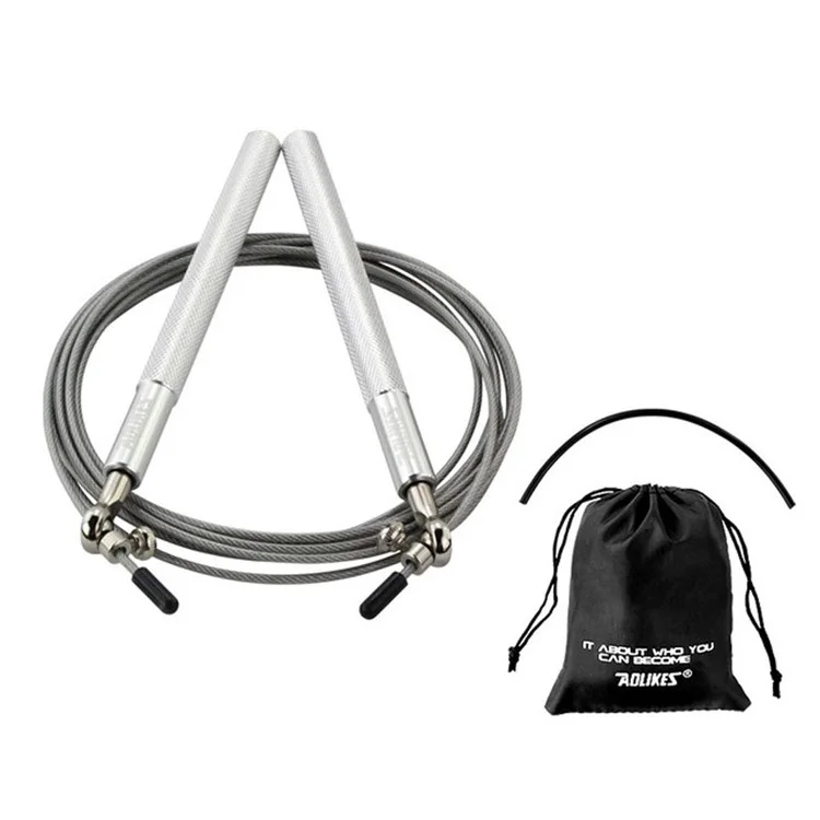 AOLIKES TS-3202 Adult Exercise Jump Rope Adjustable Length Steel Wire Weighted Skipping Rope - Silver