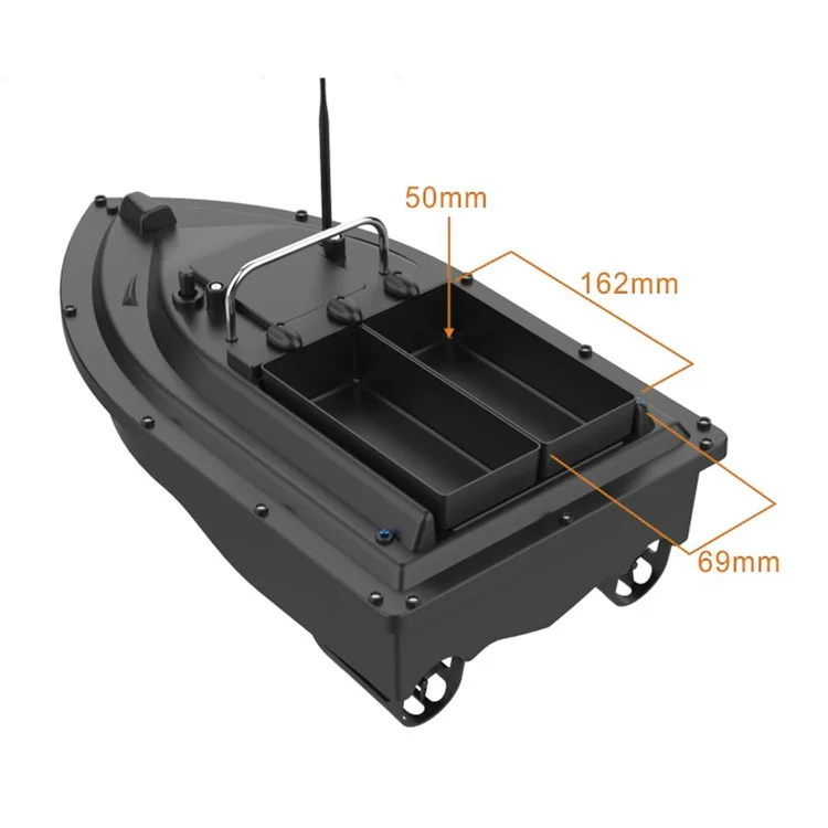 Bateau d'appâtage D16C de 2 kg avec double emplacement d'appât, gyroscope à 6 axes pour rivières / lacs / eaux côtières (Certifié CE) - Prise européenne