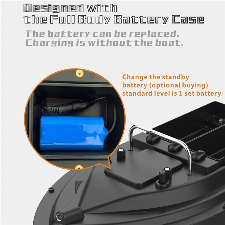 Bateau d'appâtage D16C de 2 kg avec double emplacement d'appât, gyroscope à 6 axes pour rivières / lacs / eaux côtières (Certifié CE) - Prise européenne