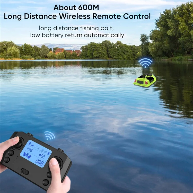D20 3 Bait Slot GPS Positioning Automatic Return Fishing Bait Boat 600m Remote Control, with Light (CE Certified) - EU Plug