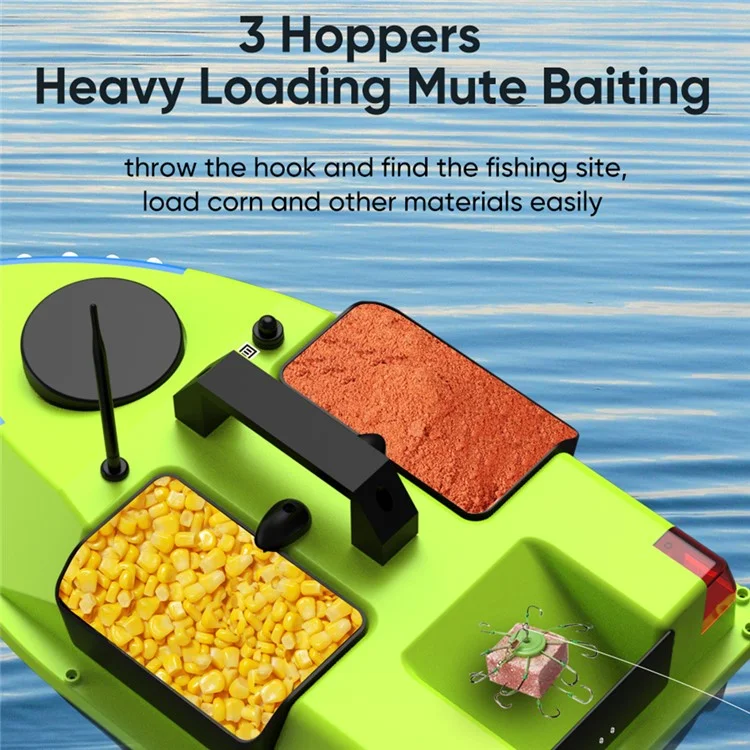 D20 3 Bait Slot GPS Positioning Automatic Return Fishing Bait Boat 600m Remote Control, with Light (CE Certified) - EU Plug