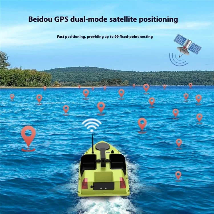 D20 3 Bait Slot Smart RC Bait Boat GPS Positioning 600m Auto Return Fish Feeder Hook Delivery Boat (CE Certified) - EU Plug