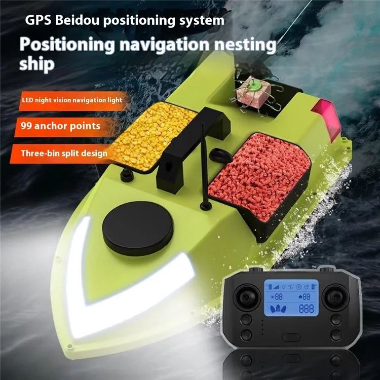 D20 3 Bait Slot Smart RC Bait Boat GPS Positioning 600m Auto Return Fish Feeder Hook Delivery Boat (CE Certified) - EU Plug