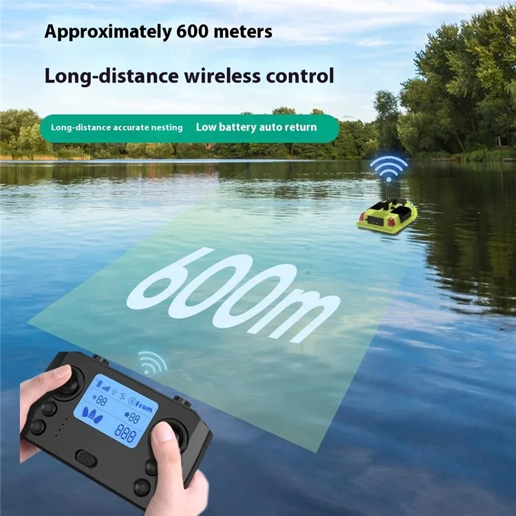 D20 3 Bait Slot Smart RC Bait Boat GPS Positioning 600m Auto Return Fish Feeder Hook Delivery Boat (CE Certified) - EU Plug
