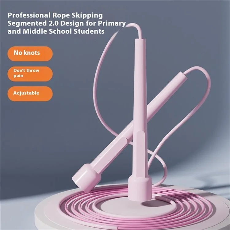 089 Corda de Pular Estilo Segmentado Ajustável de 6-12 Anos, 2,85m, Antiderrapante - Rosa