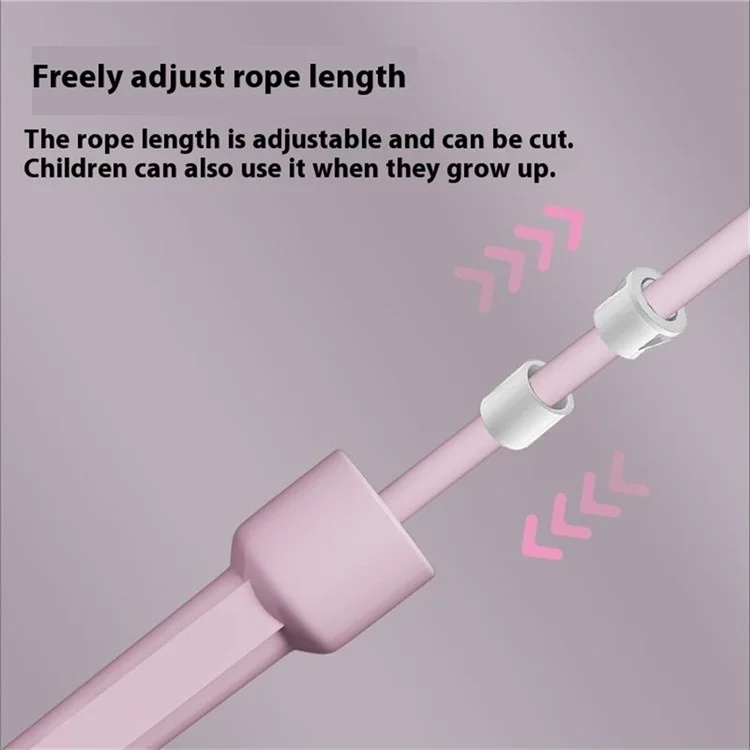 089 Corda de Pular Estilo Segmentado Ajustável de 6-12 Anos, 2,85m, Antiderrapante - Rosa