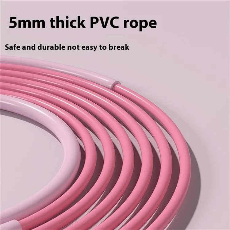 089 Corda de Pular Estilo Segmentado Ajustável de 6-12 Anos, 2,85m, Antiderrapante - Rosa