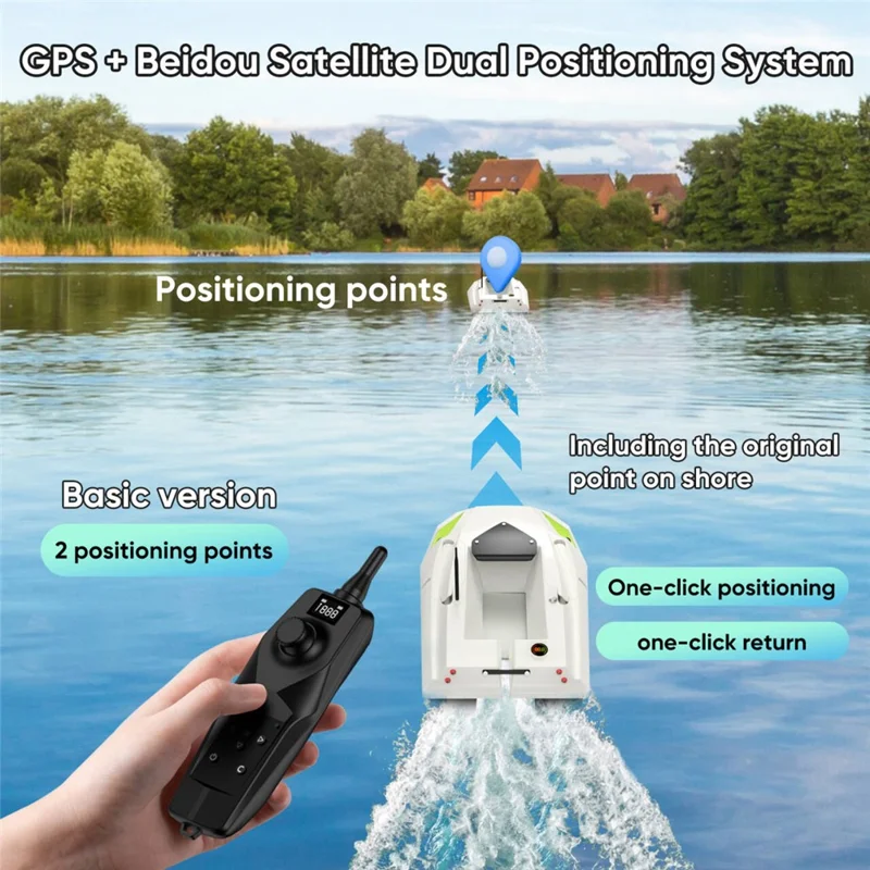 D50B-GPS Versión Avanzada 12V Barco Cebador GPS de Alta Potencia con Liberación de Fondo - Enchufe UE