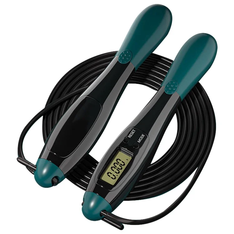 Corde à sauter 3m avec compteur 4 modes Cordes à sauter réglables pour adultes et enfants Fitness Perte de poids Exercice - Noir / Vert