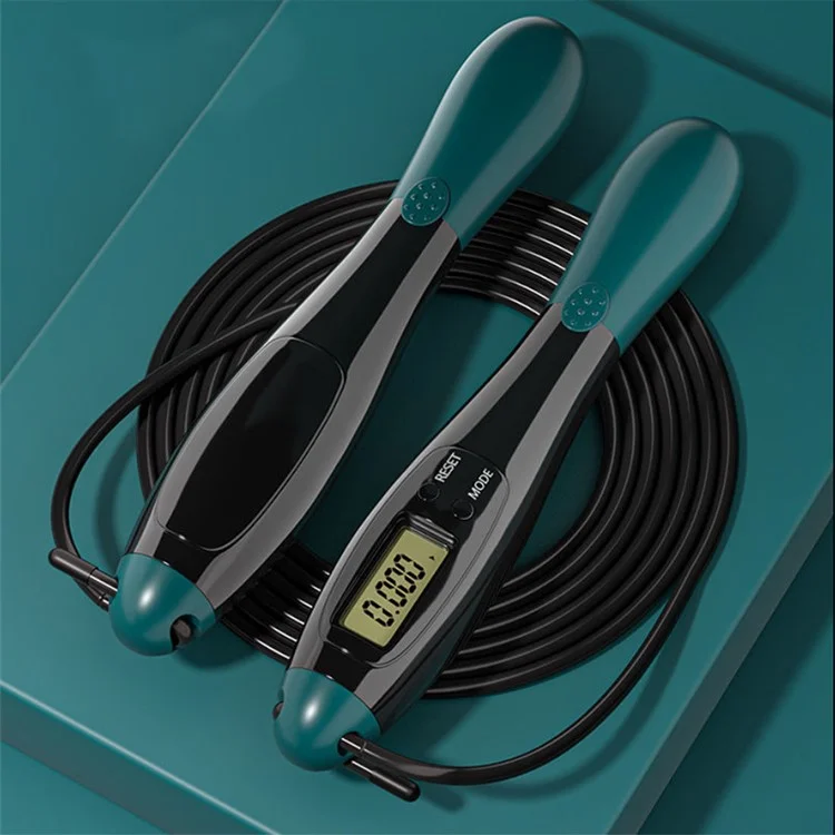 Corde à sauter 3m avec compteur 4 modes Cordes à sauter réglables pour adultes et enfants Fitness Perte de poids Exercice - Noir / Vert