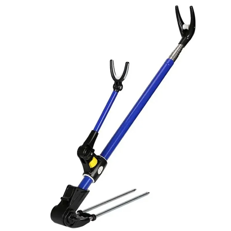 2.4m Fishing Rod Turret Bracket Ground Plug Thickened Stainless Steel Telescopic Fishing Rod Holder - Blue