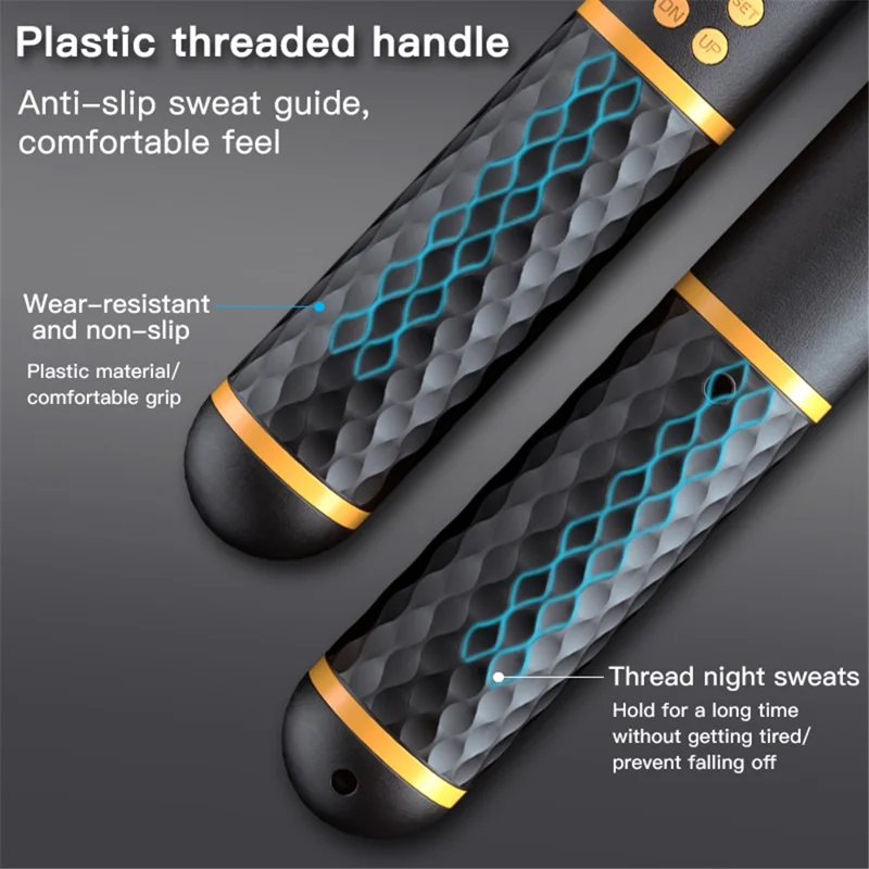 S08 Corded / Cordless Dual-use Jump Rope Intelligent Digital Display Weighted Skipping Pope - Black+Yellow