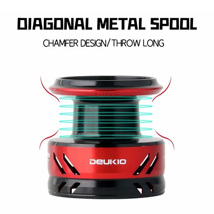 DEUKIO AE6000 5.2:1 High Speed Metal+Nylon Fishing Reel 10kg Brake Force Fishing Wheel - Black+Red