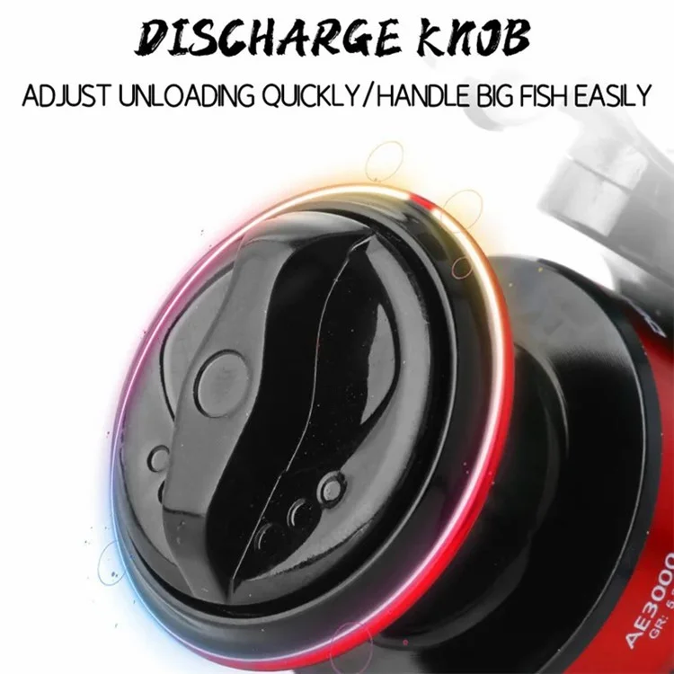 DEUKIO AE6000 5.2:1 High Speed Metal+Nylon Fishing Reel 10kg Brake Force Fishing Wheel - Black+Red