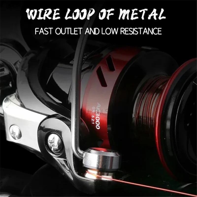 DEUKIO AE7000 5,2:1 Metall+尼龙 Anti-korrosions fiskespole 10 kg bromskraft Fiskhjul - Svart+Guld