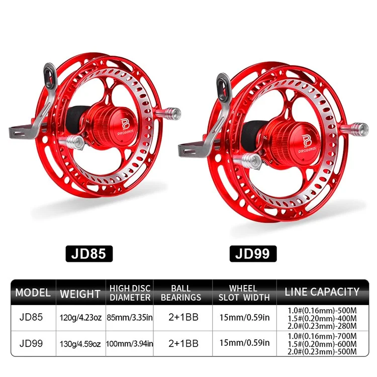 Proberos JD99 Carrete de Pesca Ligera Portátil de Metal Completo de 100 mm - Estilo A