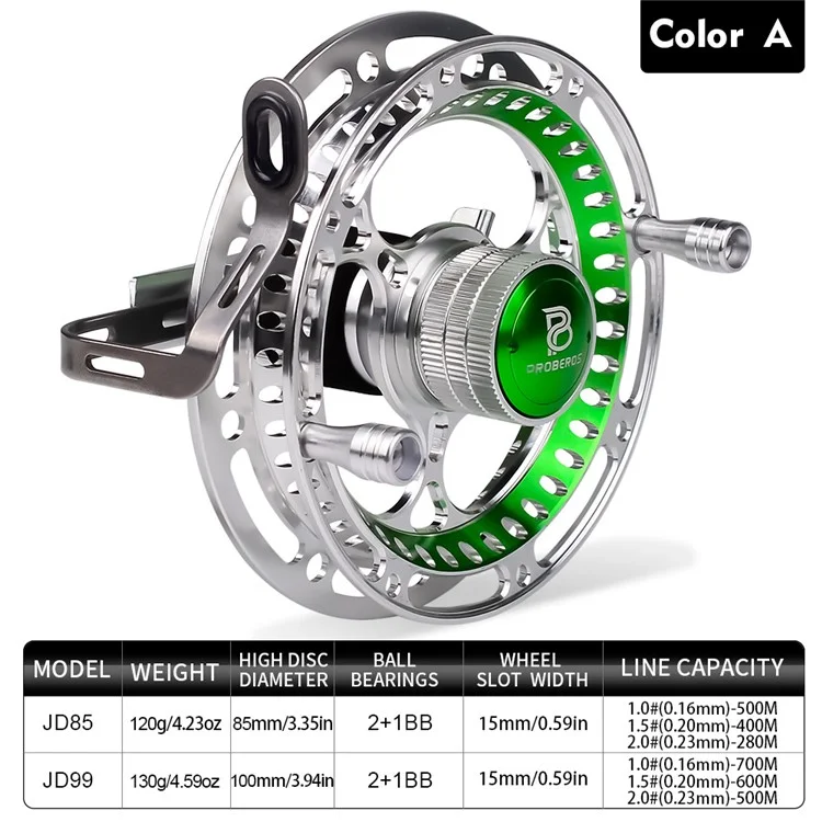 Proberos JD99 Carrete de Pesca Ligera Portátil de Metal Completo de 100 mm - Estilo A