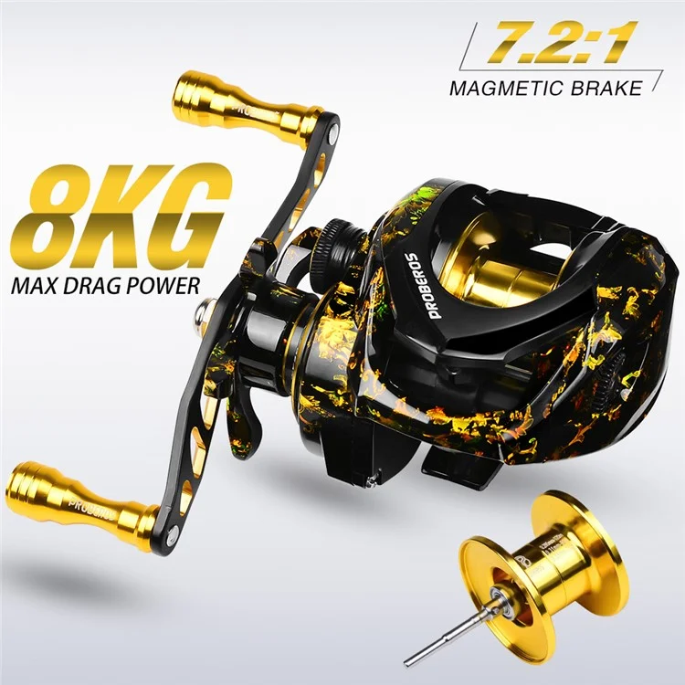 PROBEROS VHA120 7.2:1 High-Speed Baitcasting Reel with Magnetic Brake System, Fishing Reel - Left Hand