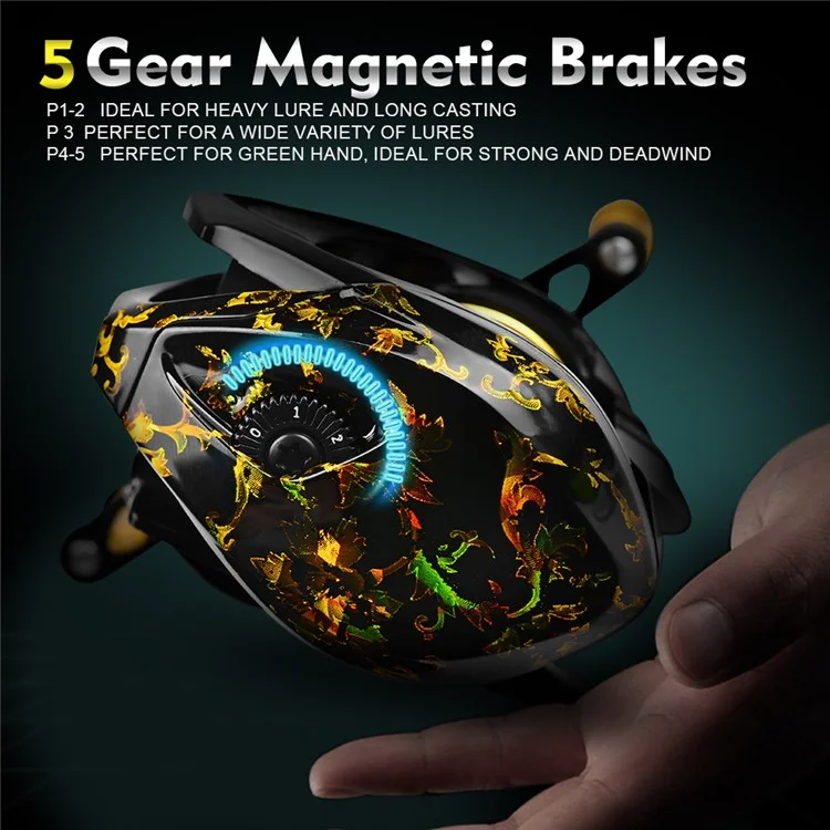 PROBEROS VHA120 7.2:1 High-Speed Baitcasting Reel with Magnetic Brake System, Fishing Reel - Left Hand