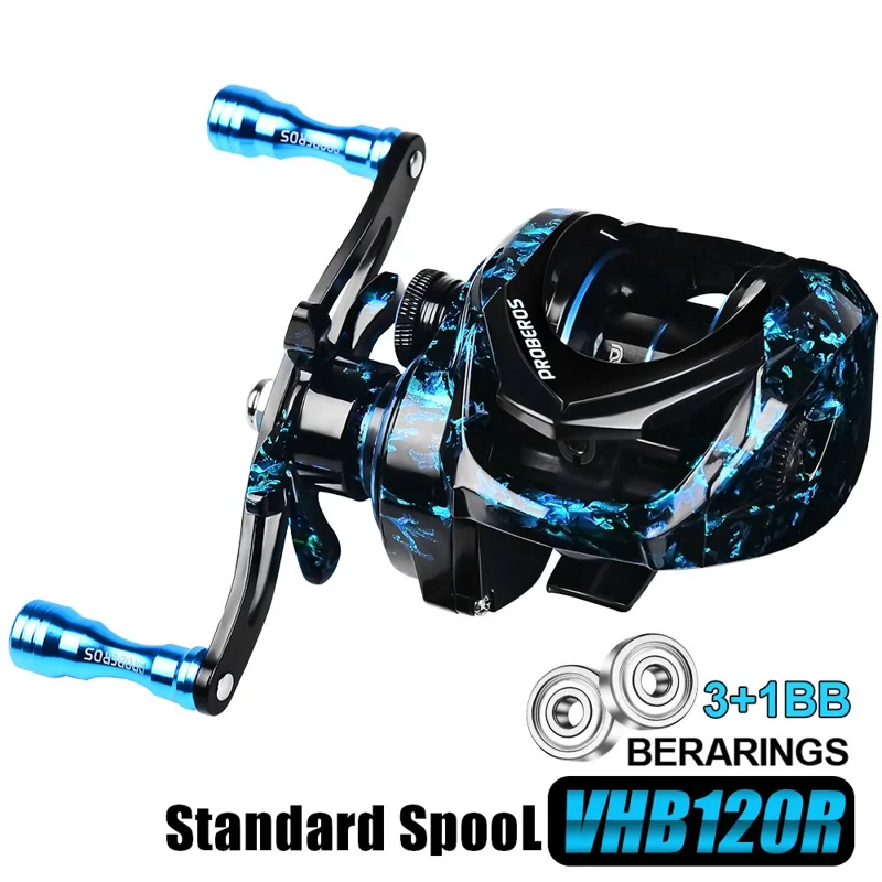 Proberos VHB120 Metal Baitcasting Reel 3+1BB Roping Fishing Reel - Mano Derecha