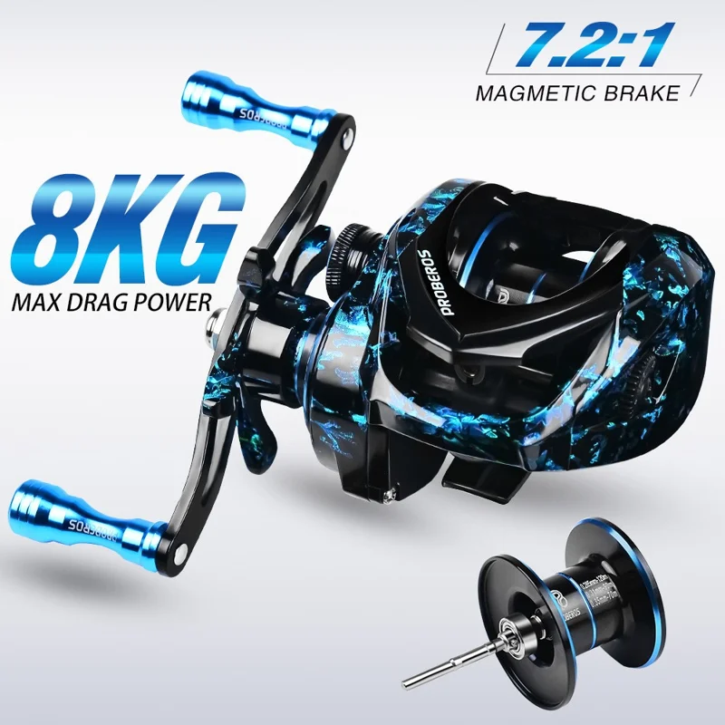 Proberos VHB120 Metal Baitcasting Reel 3+1BB Roping Fishing Reel - Mano Derecha