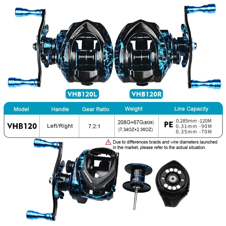 PROBEROS VHB120 Métal Moulinet de Pêche à Bâton 3+1BB Roulement - Main Gauche