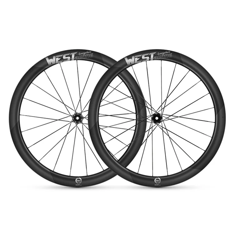 WEST BIKING YP1401038 / YP1401039 2PCS Ruedas de Bicicleta de Carretera de Fibra de Carbono 700C Juego de Ruedas Clincher - Freno de Disco