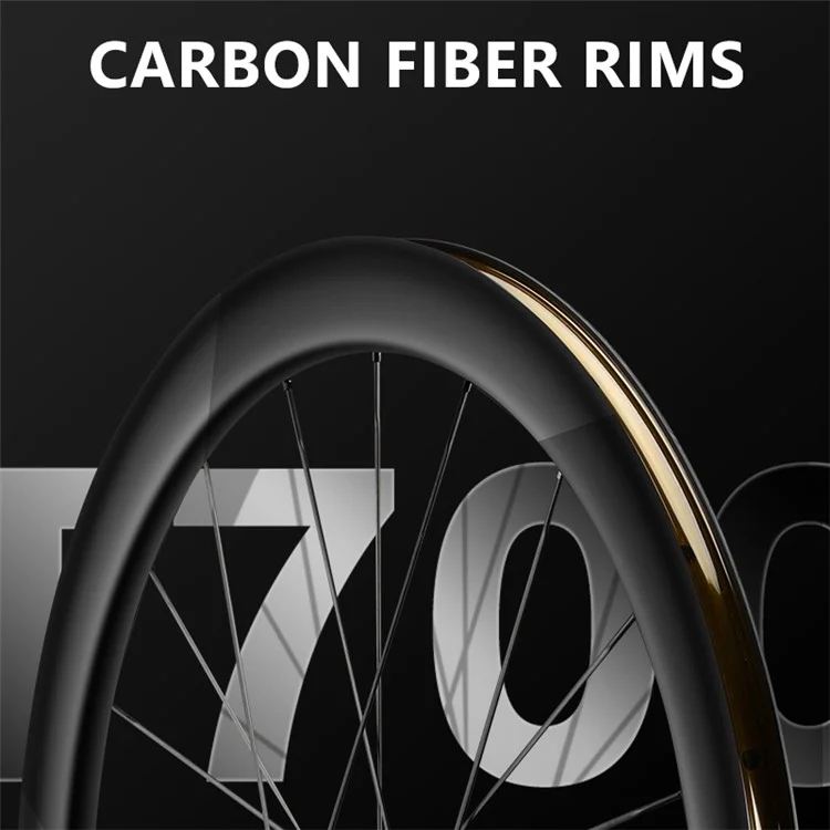 WEST BIKING YP1401038 / YP1401039 2PCS Ruedas de Bicicleta de Carretera de Fibra de Carbono 700C Juego de Ruedas Clincher - Freno de Disco