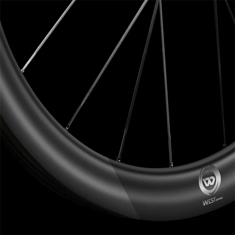 WEST BIKING YP1401038 / YP1401039 2PCS Ruedas de Bicicleta de Carretera de Fibra de Carbono 700C Juego de Ruedas Clincher - Freno de Disco