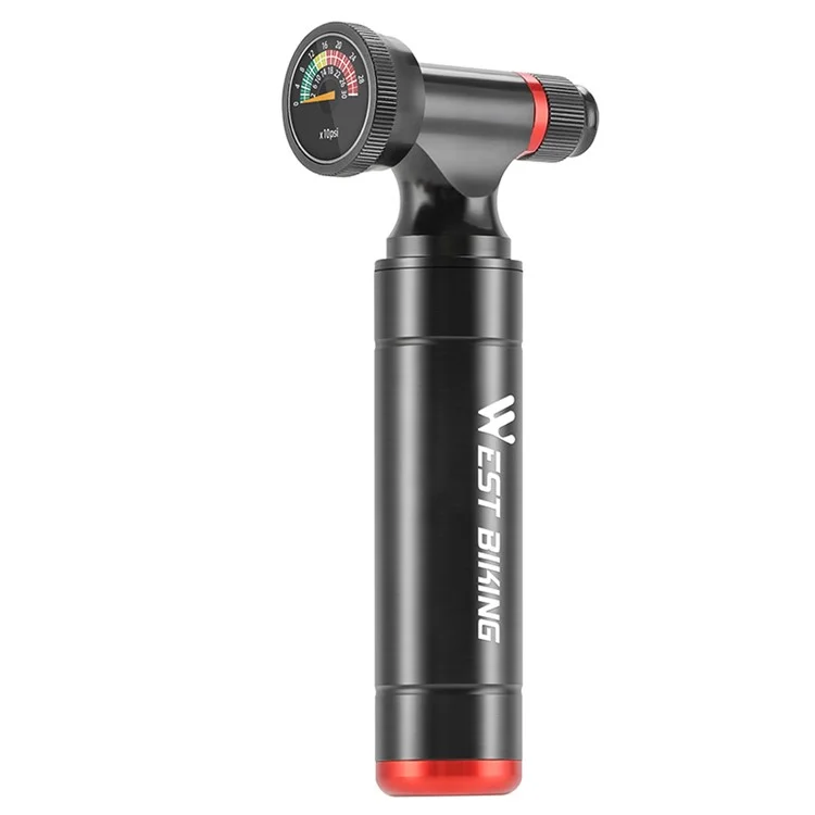 WEST BIKING YP0711174-173 Inflador de Bicicleta CO2 de Aleación de Aluminio con Indicador de Presión (Sin Tanque de Gas)