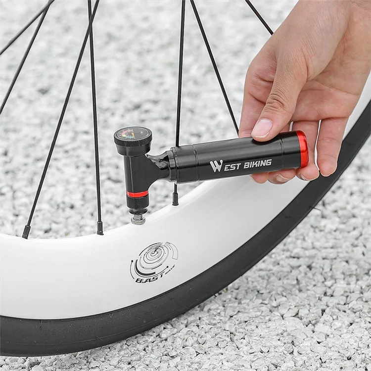 WEST BIKING YP0711174-173 Inflador de Bicicleta CO2 de Aleación de Aluminio con Indicador de Presión (Sin Tanque de Gas)