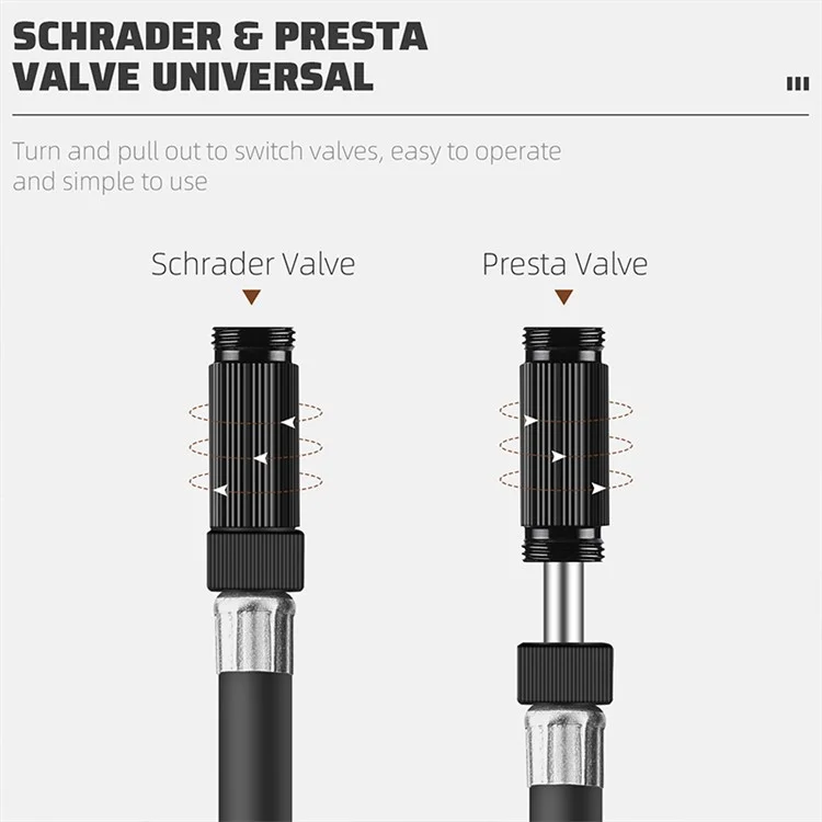 WEST BIKING YP0711175 Universal Schrader / Presta Valve Aluminum Alloy 130PSI Mini Bike Pump