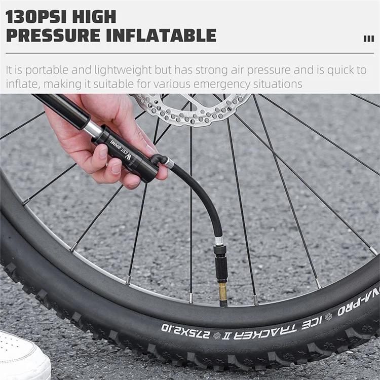 WEST BIKING YP0711175 Universal Schrader / Presta Valve Aluminum Alloy 130PSI Mini Bike Pump