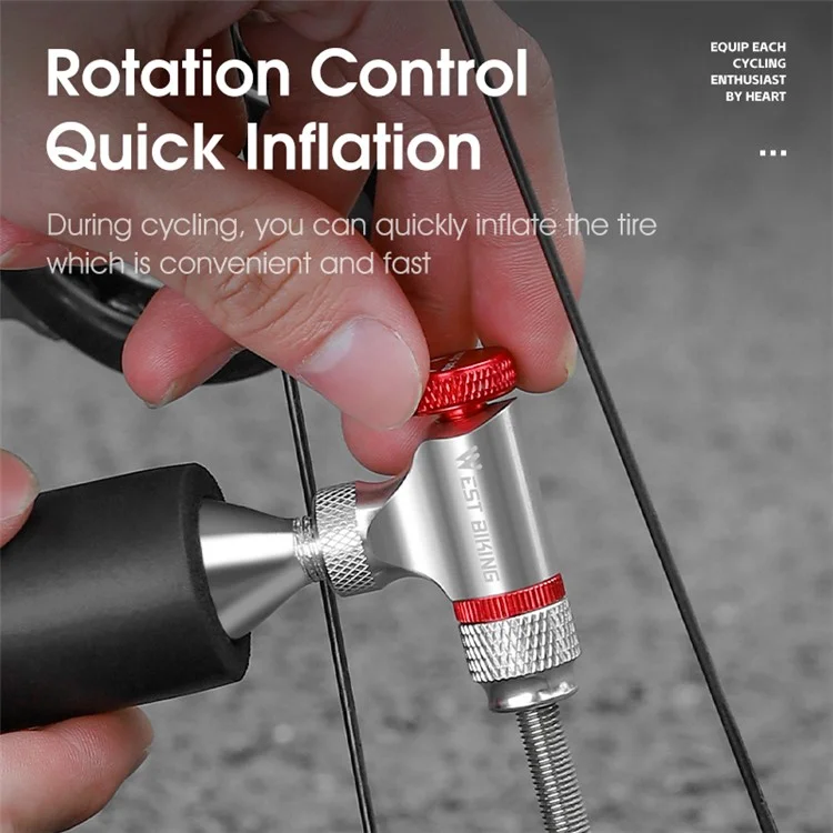 WEST BIKING YP0711172 Aluminum Alloy Mountain Bicycle Inflatable Nozzle for CO2 Gas Tank