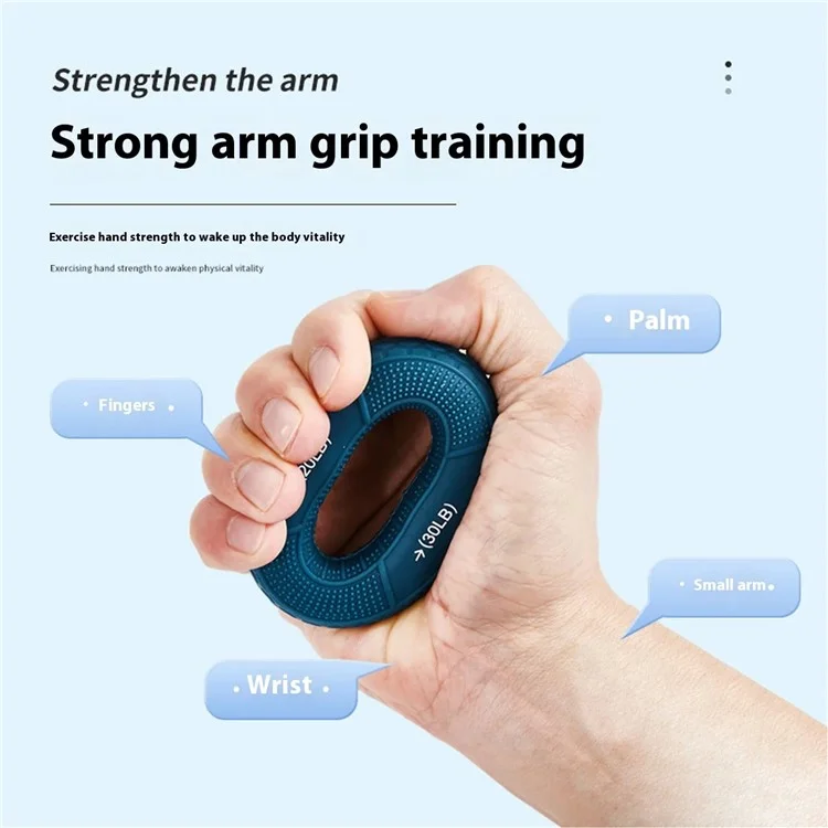 FE0223 Silicone Hand Grip Strengthener Forearm Finger Exerciser Wrist Muscle Trainer Ring - 20-30lb / Verde