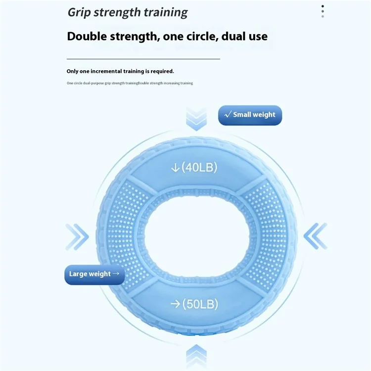 FE0223 Silicone Hand Grip Strengthener Forearm Finger Exerciser Wrist Muscle Trainer Ring - 70-80lb / Grey