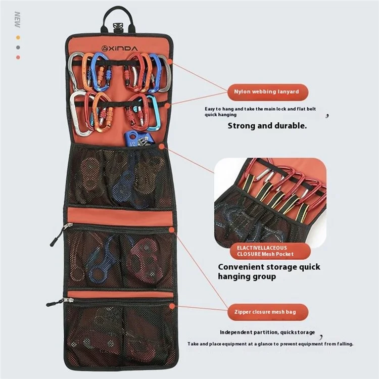 XINDA H-BAG07 Rock Climbing Gear Storage Bag Quickdraw Hanging Pouch für Karabiner, Kletterausrüstung