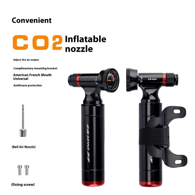 ENLEE LD-200 Fahrrad Mini CO2 Pumpe Patronen-Düse Aluminiumlegierung Fahrrad Schnell aufblasende Düse