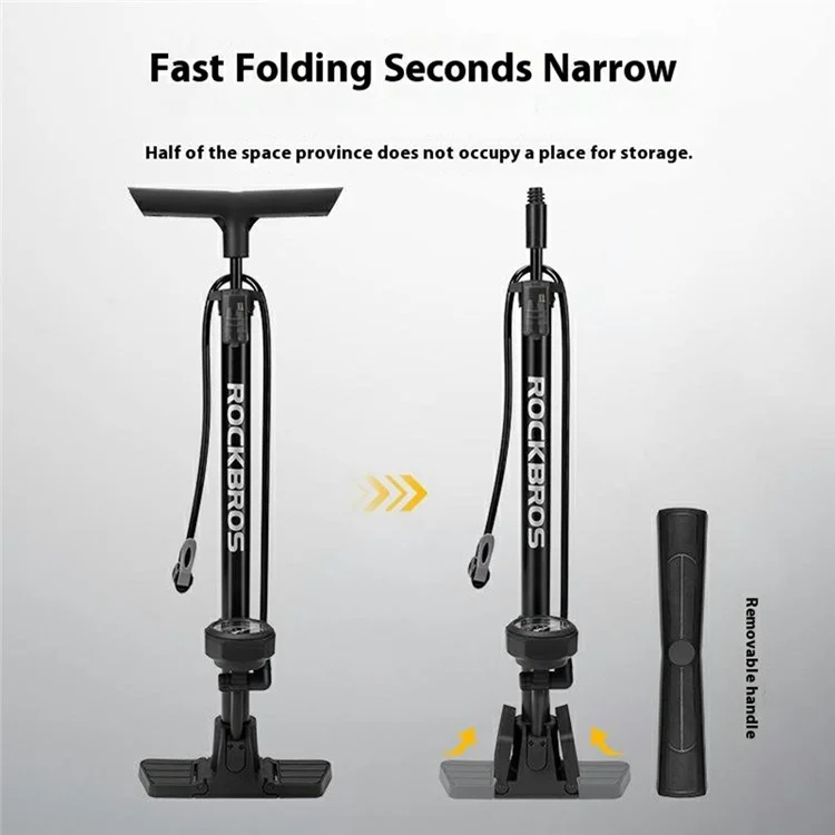 ROCKBROS 42410004 / ZD-6132MB Pompa per Bicicletta 150 PSI Gonfiatore a Colonna ad Alta Pressione con Manometro per Biciclette da Montagna e Strada