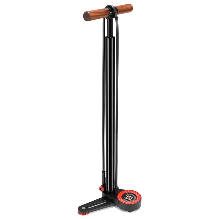 ROCKBROS DLD-1201 For Bicycle Motorcycle High Pressure Floor Pump with Gauge 240 PSI Wooden Handle Inflator - Black
