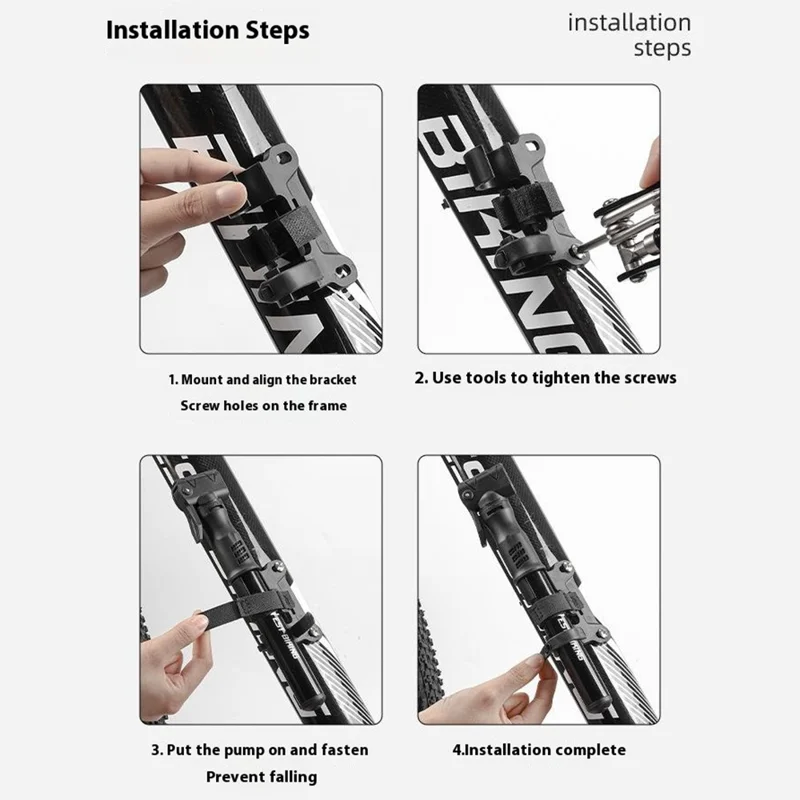 WEST BIKING YP0711133 Портативный мини-насос для велосипеда с гибким шлангом из алюминиевого сплава для наружного использования при езде на велосипеде - Черный